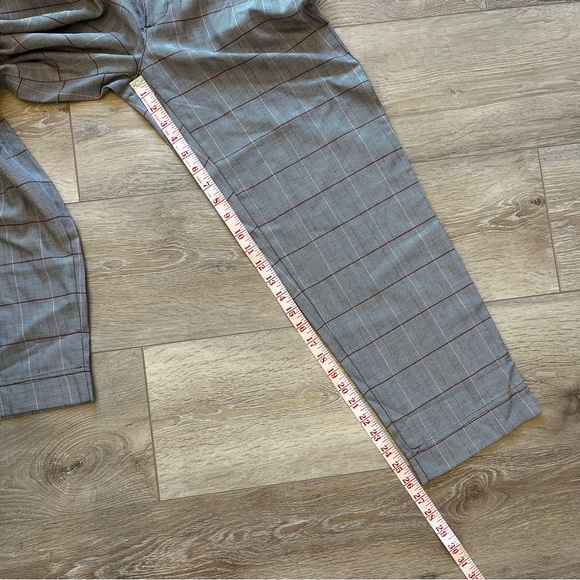 Madewell womens size 4 Paper Bag Pants Glen Plaid tan white tapered elastic - Picture 12 of 12